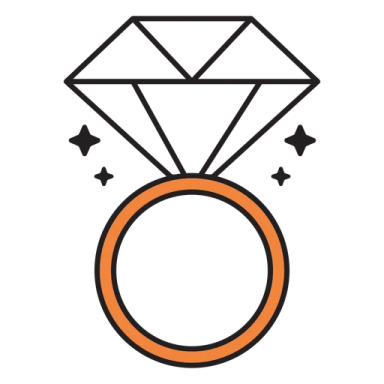 a diamond ring with stars around it