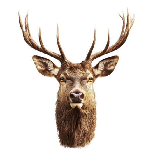 a close up of a deer's head