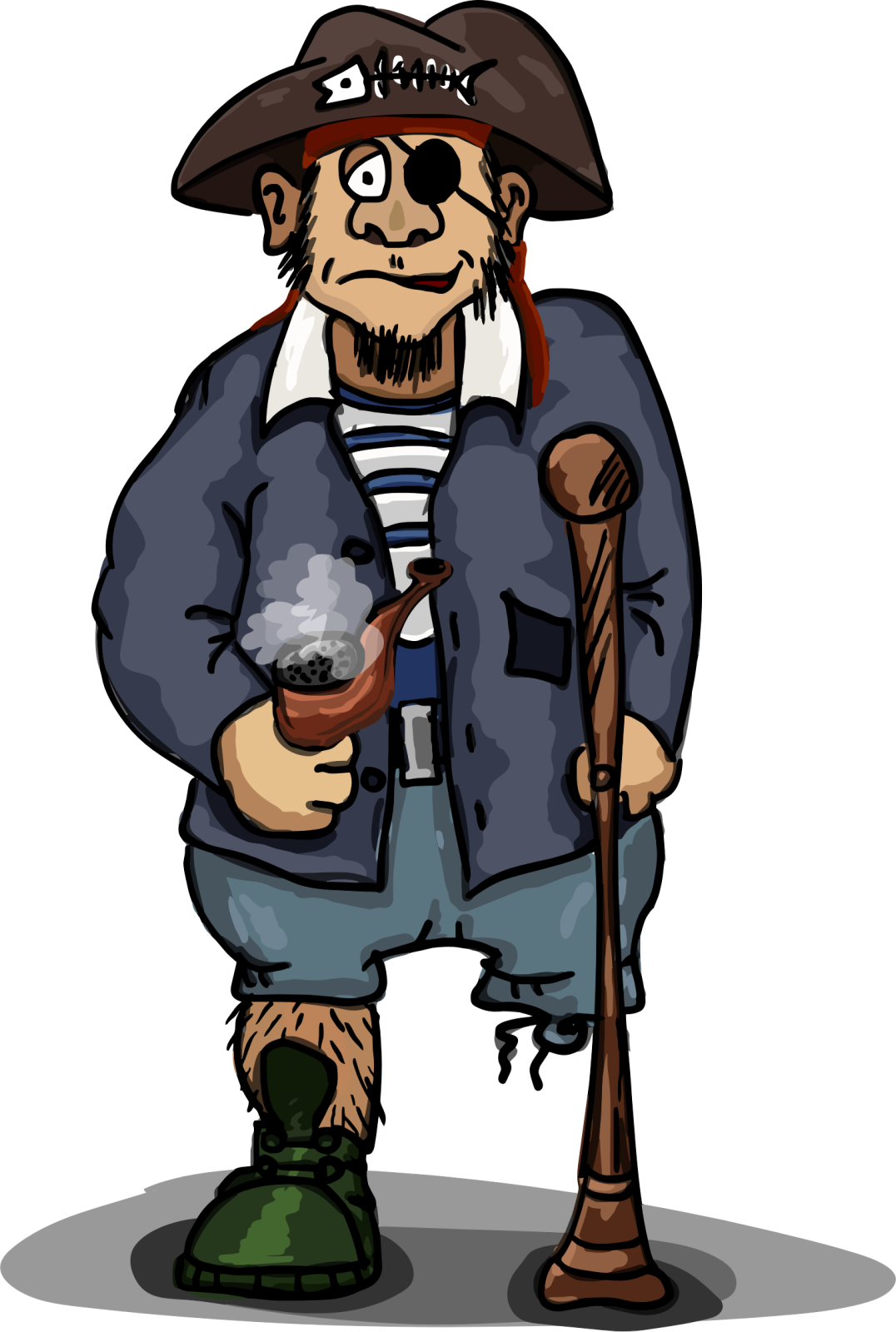a cartoon pirate with a gun and hat