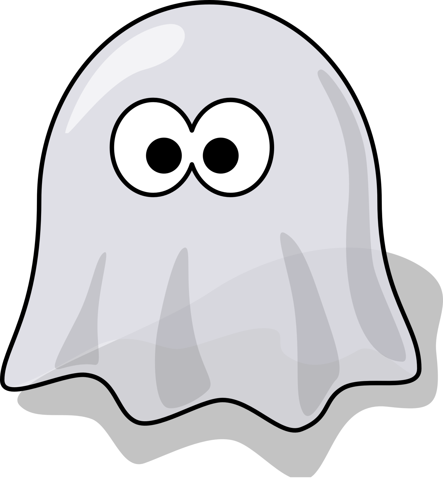 a cartoon ghost with big eyes