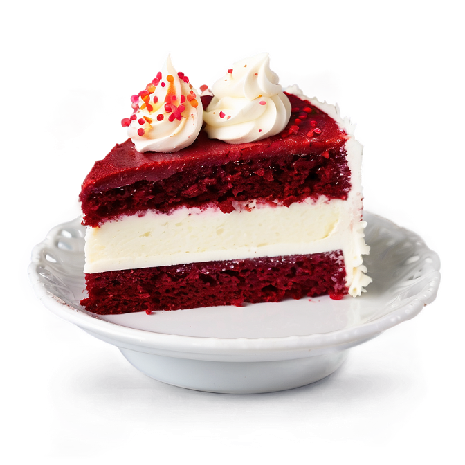 a piece of red velvet cake on a white plate