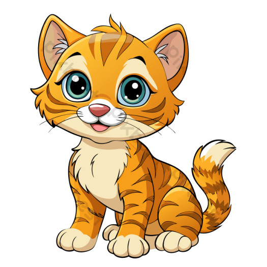 a cute kitten with big eyes sitting down