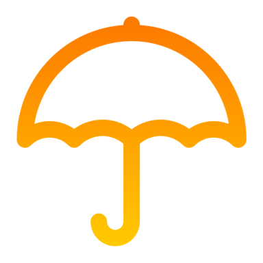 an orange umbrella on a white background