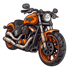 an orange motorcycle with a white background