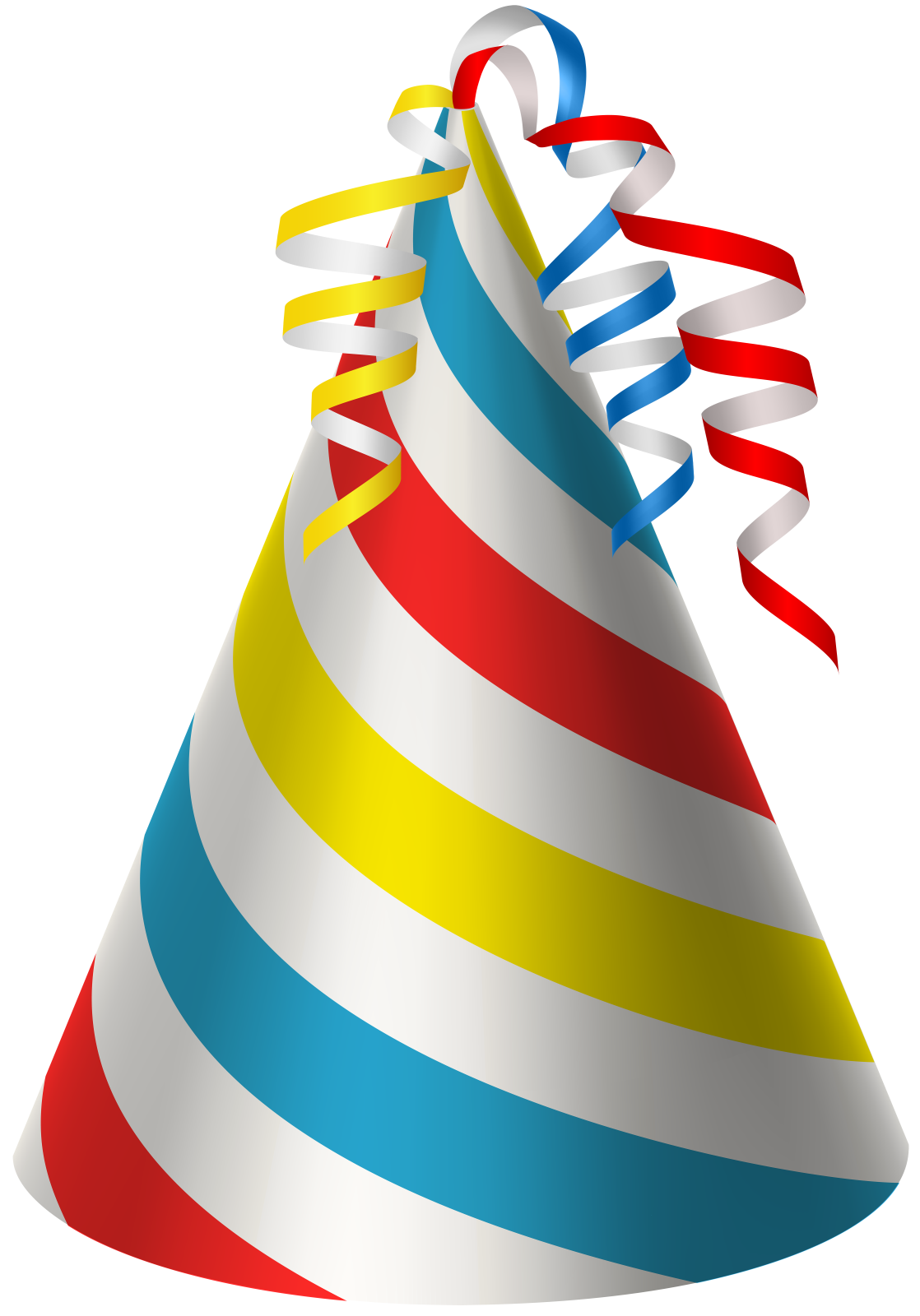 a party hat with red, white and blue stripes