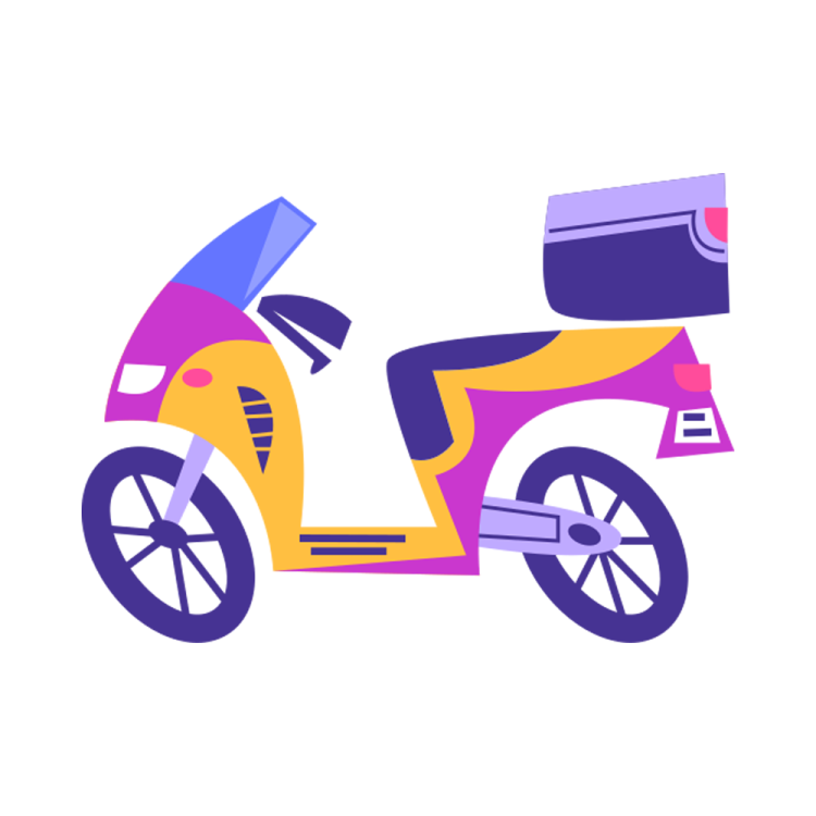 an illustration of a motorcycle with a person on it