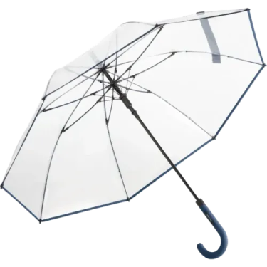 an open umbrella with a blue handle