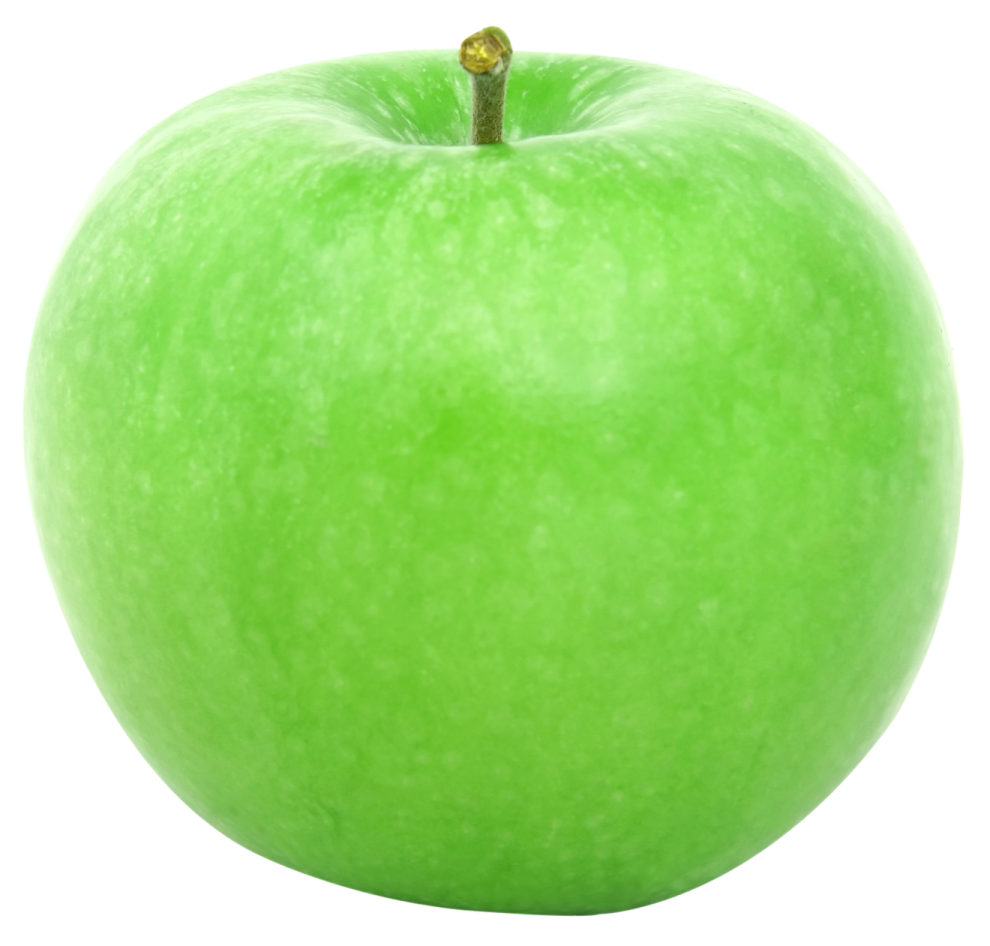 a green apple on a white background