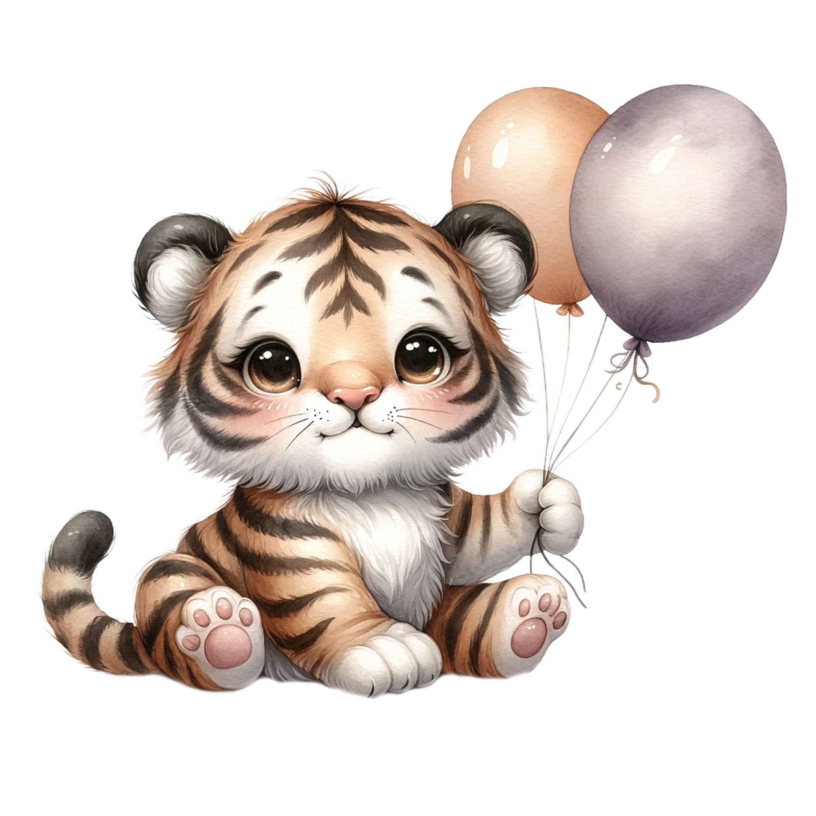 cute tiger with balloons