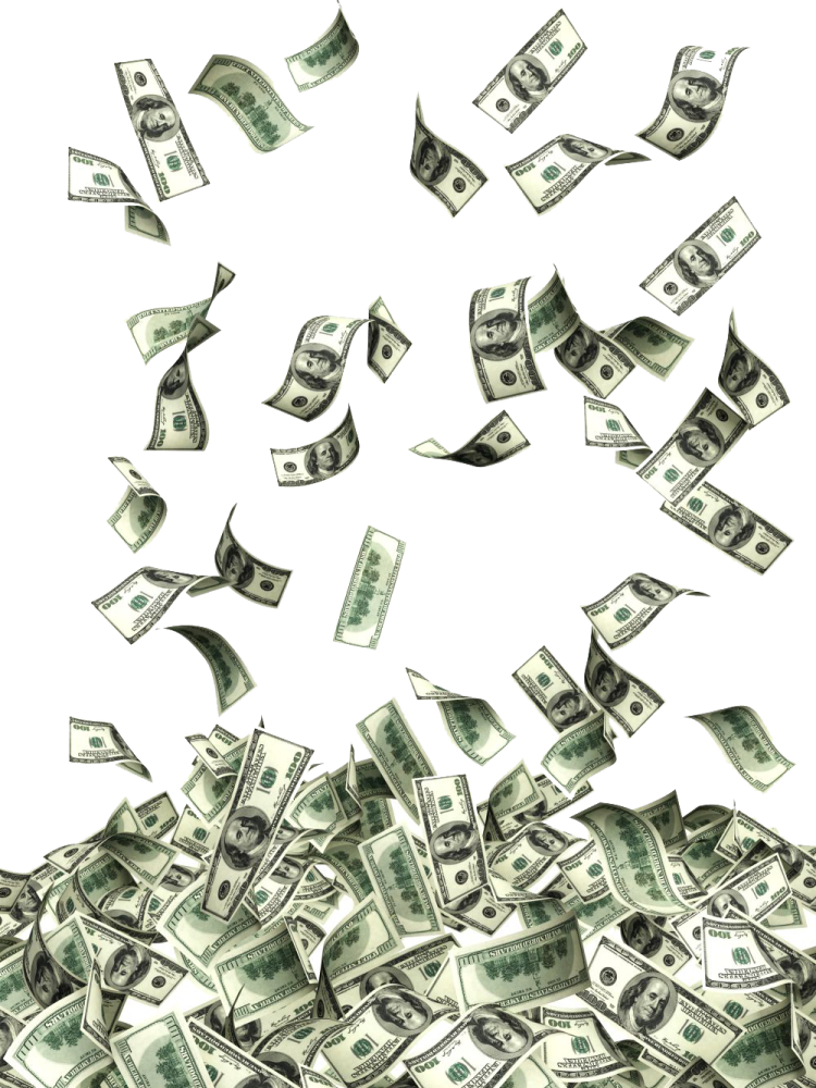 a pile of money flying through the air