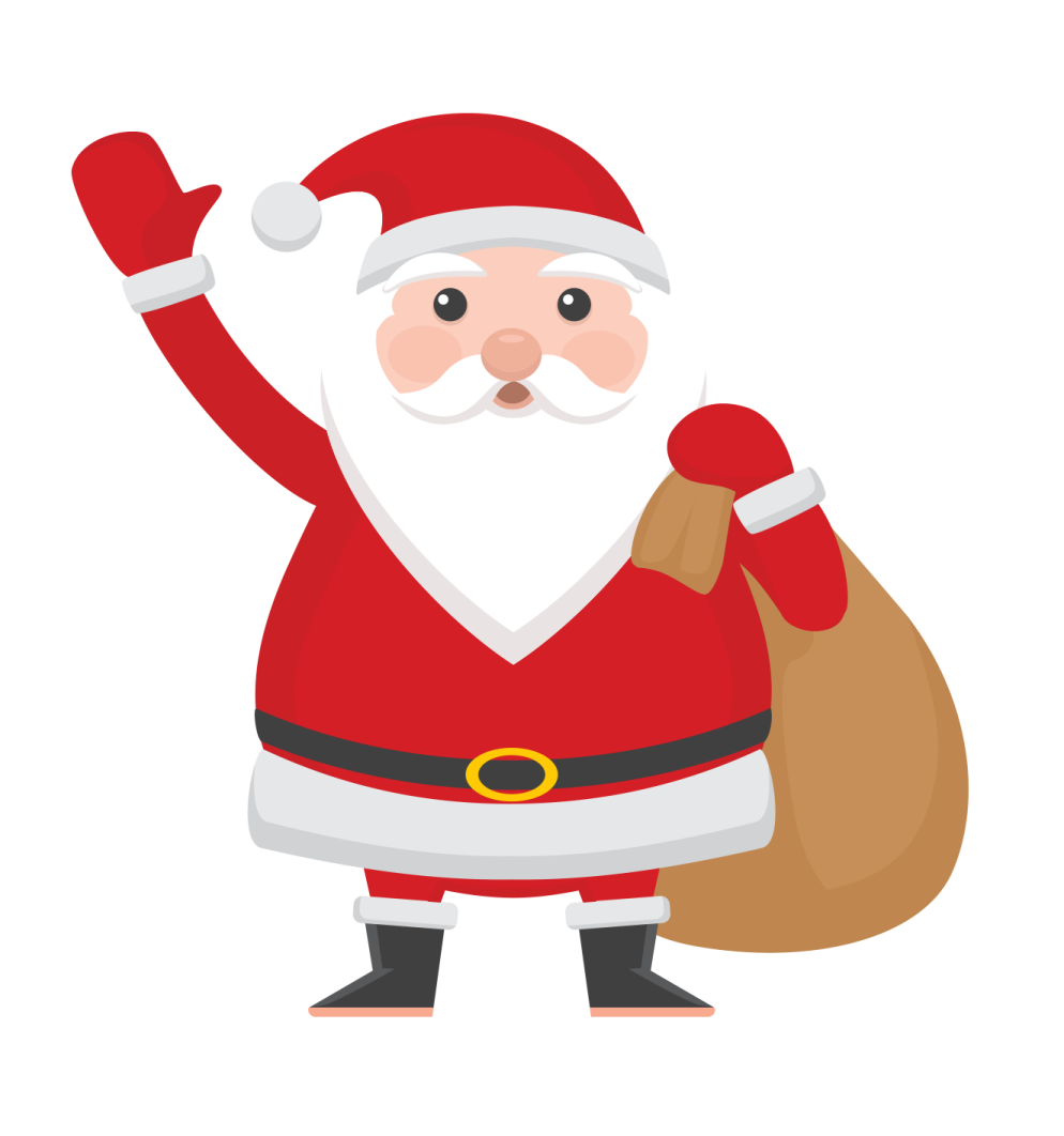 a santa claus holding a bag of presents