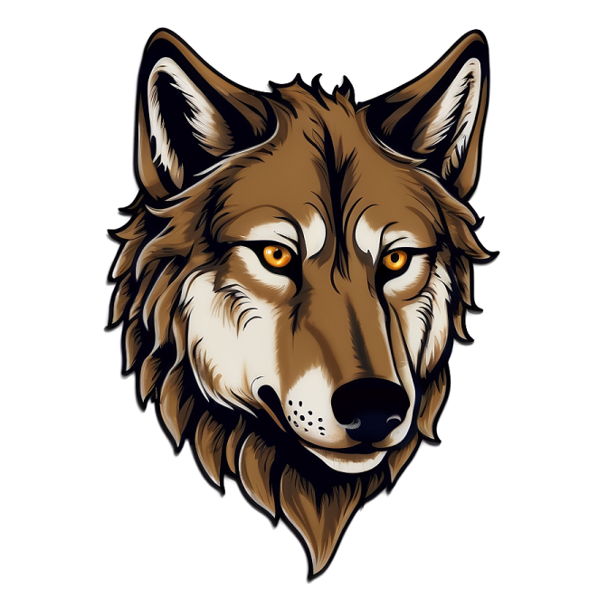 an illustration of a wolf's head