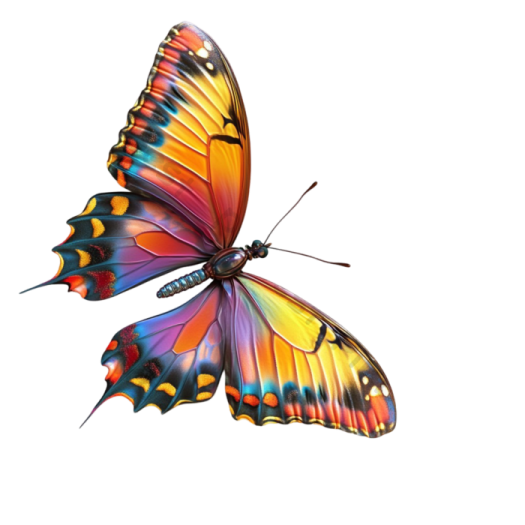 a colorful butterfly on a white background