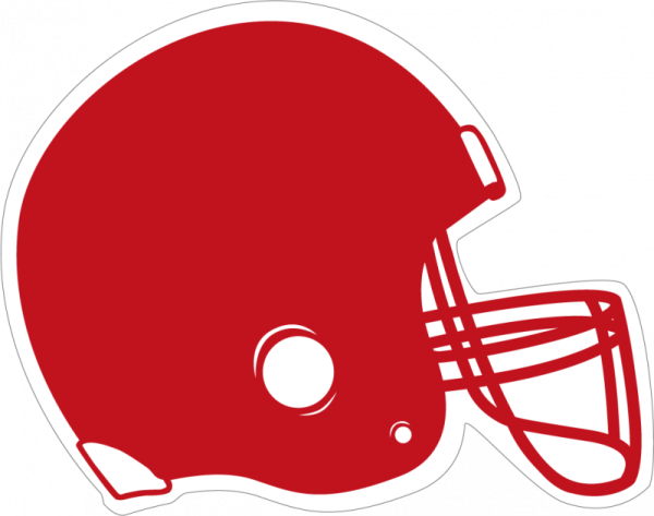 a red football helmet on a white background