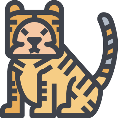 a cartoon tiger sitting on the ground