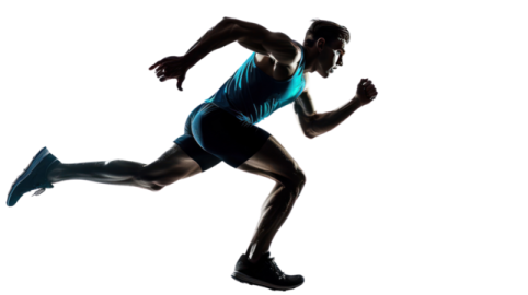 a man running on a white background