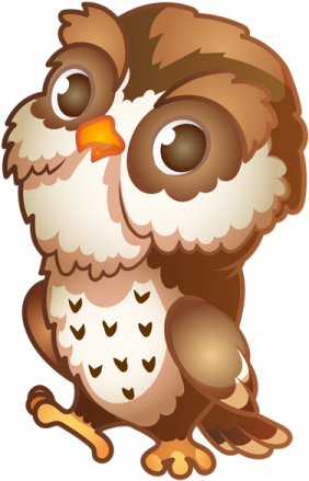 a brown and white owl sitting on the ground
