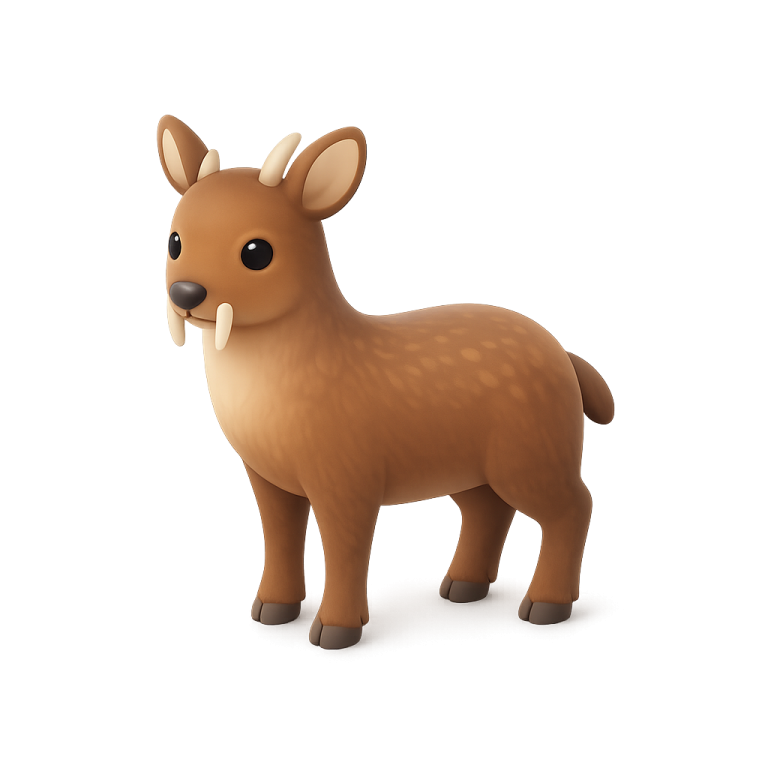 a small brown deer standing on a white background