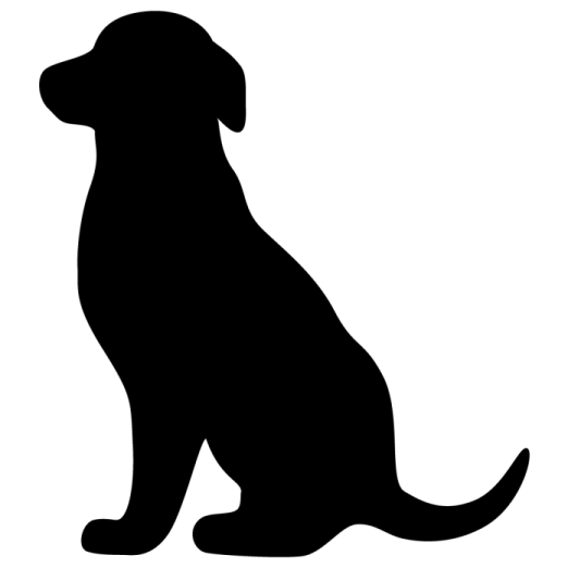 a black and white silhouette of a dog