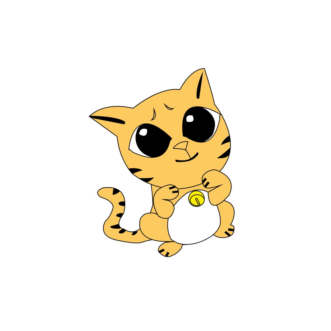 a drawing of a cat holding a tennis ball