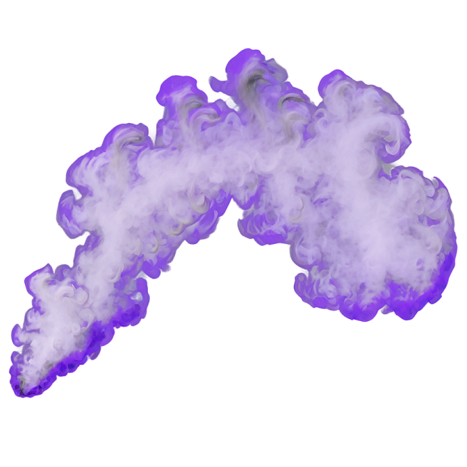 a purple smoke cloud on white background