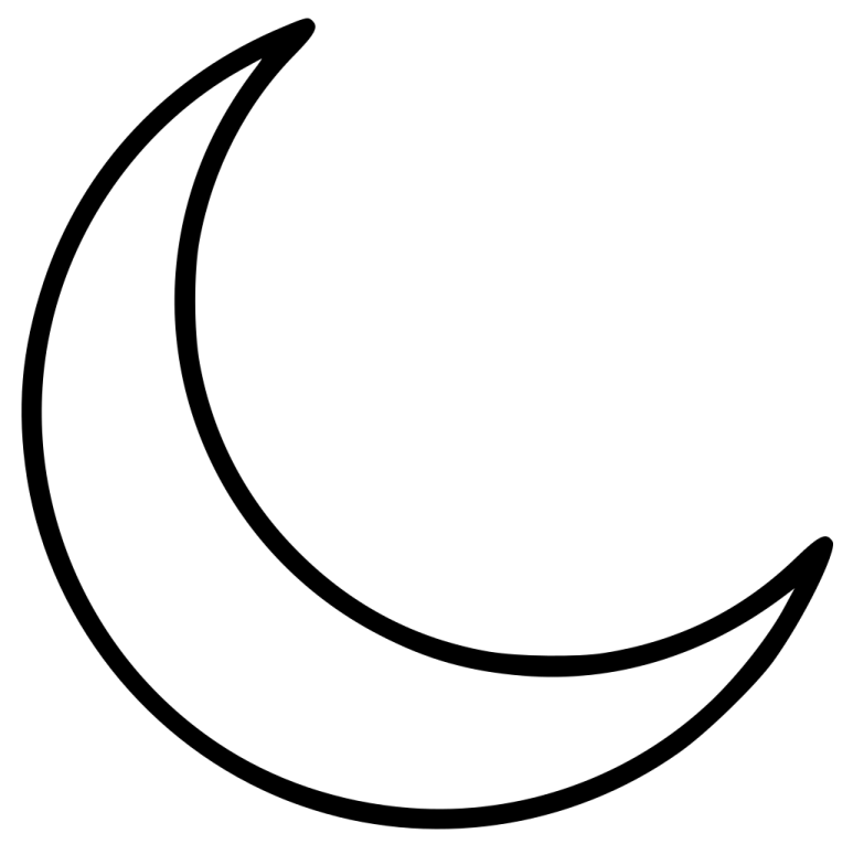 a black and white drawing of a crescent