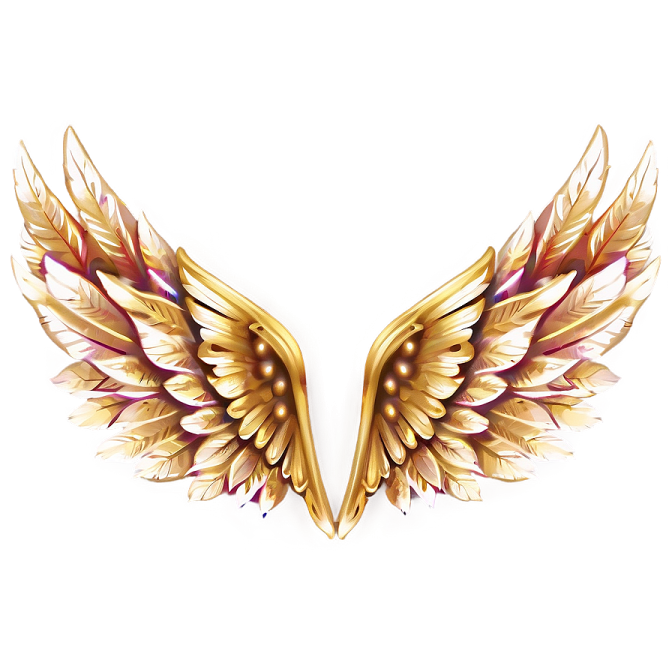 a pair of golden wings on a white background
