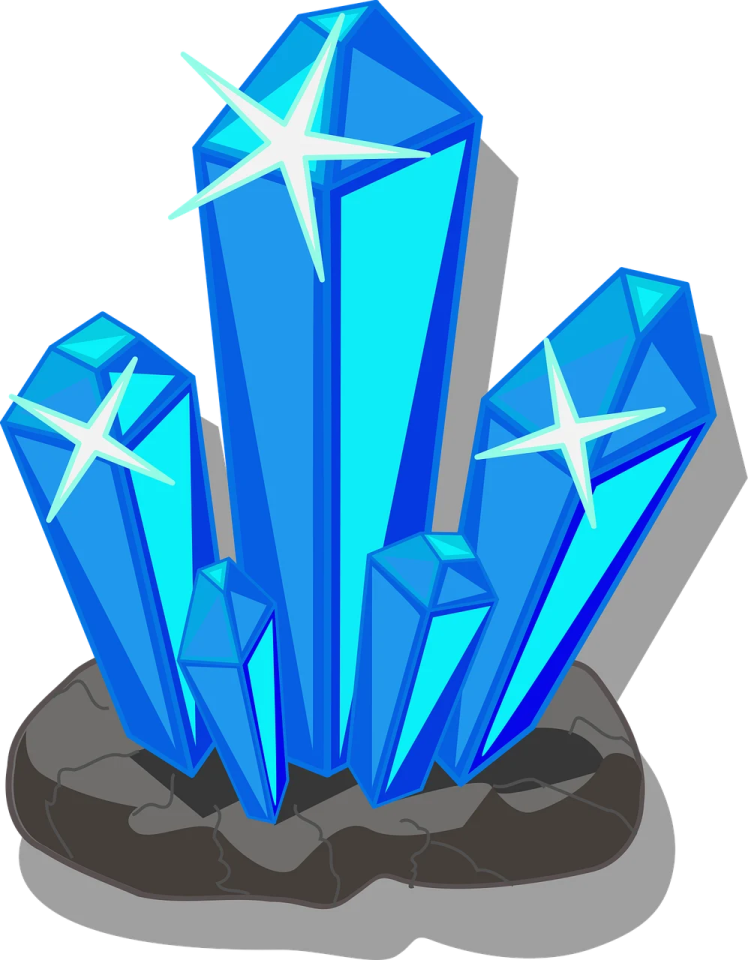 a blue crystal with white stars on it
