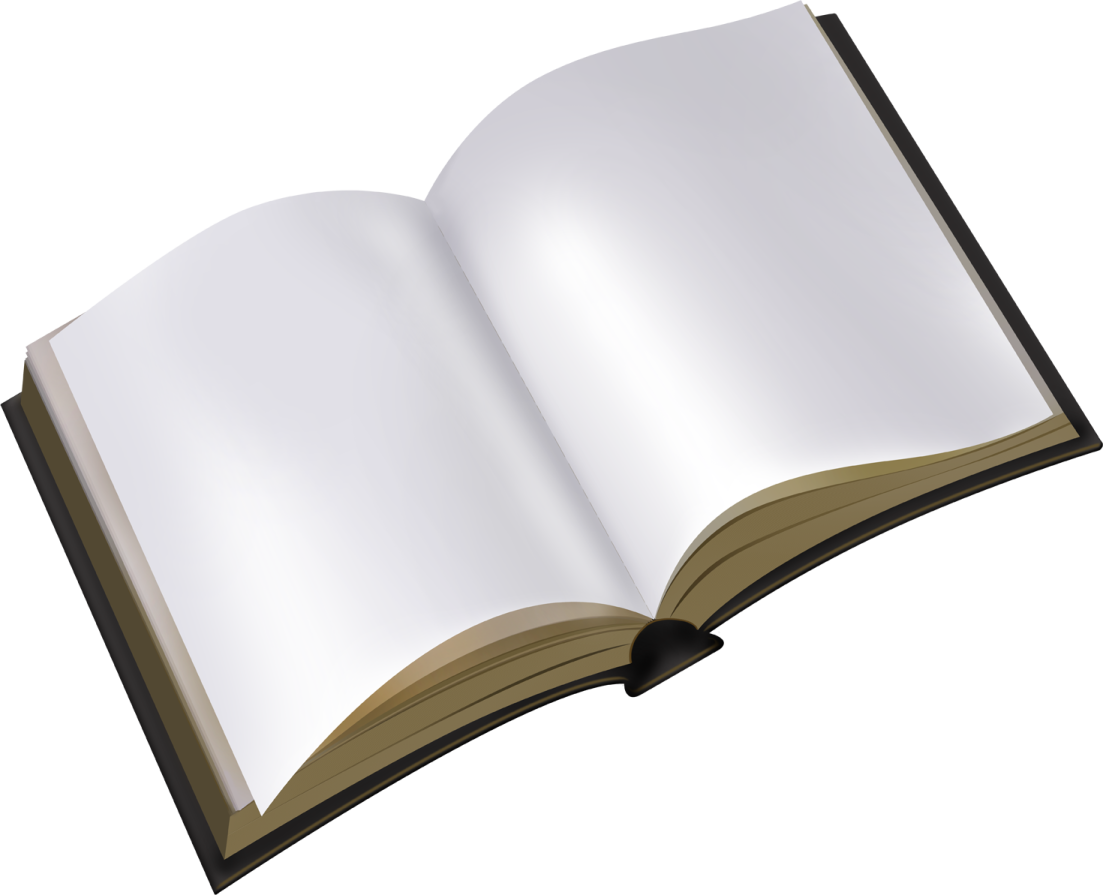 an open book on a white background