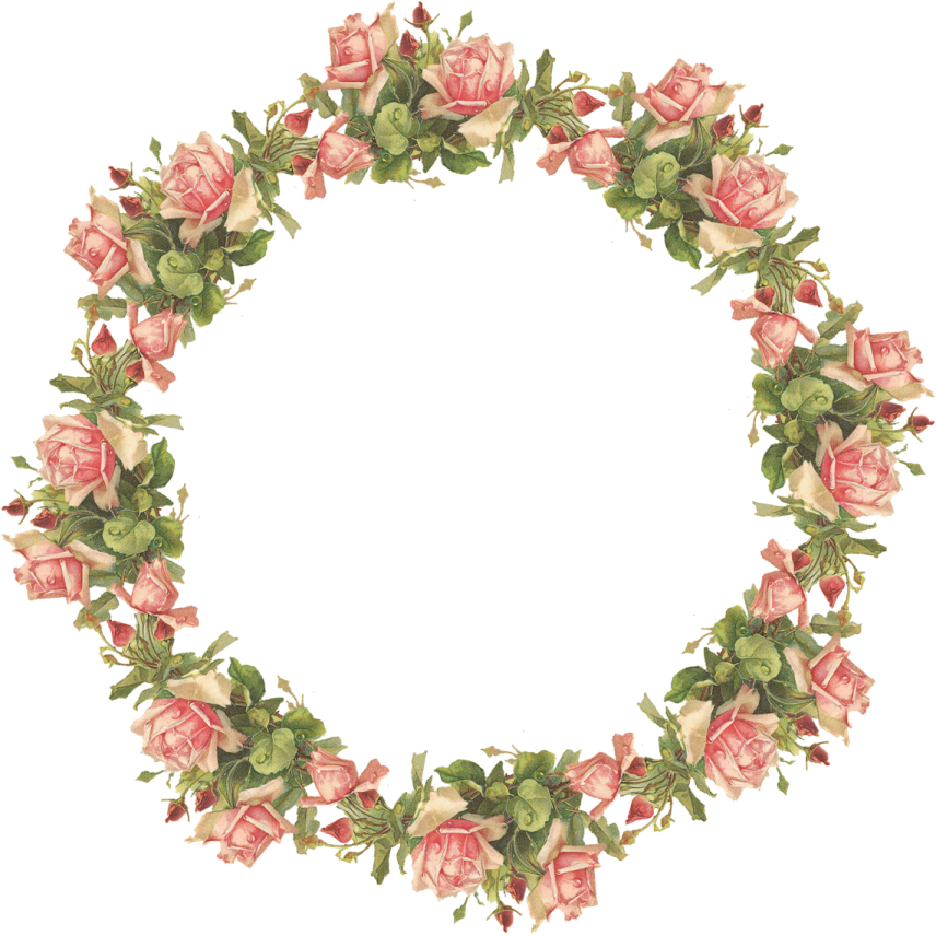 a wreath with pink roses and green leaves