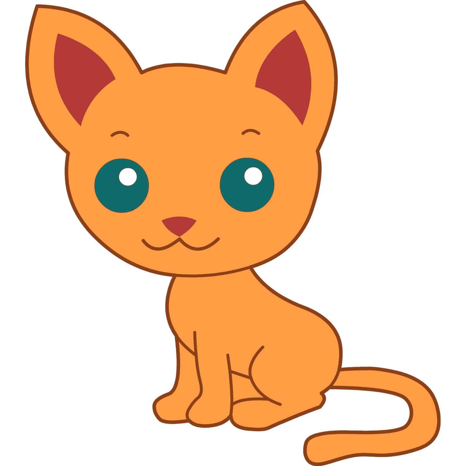 a cartoon cat with blue eyes sitting down