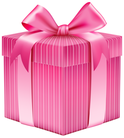 a pink gift box with a bow