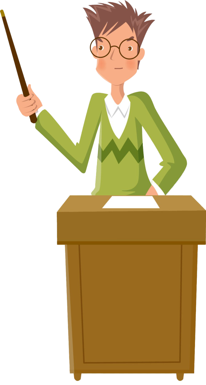 a man sitting at a desk with a pointer in his hand