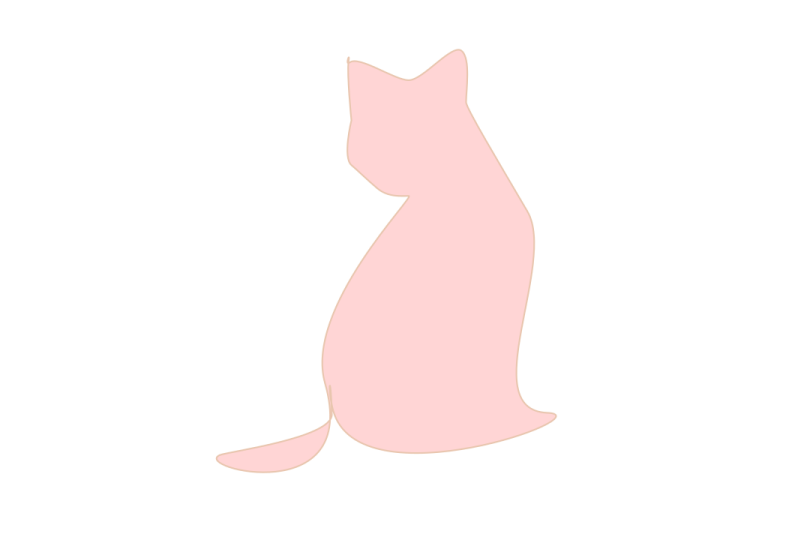 a pink cat silhouetted on a white background