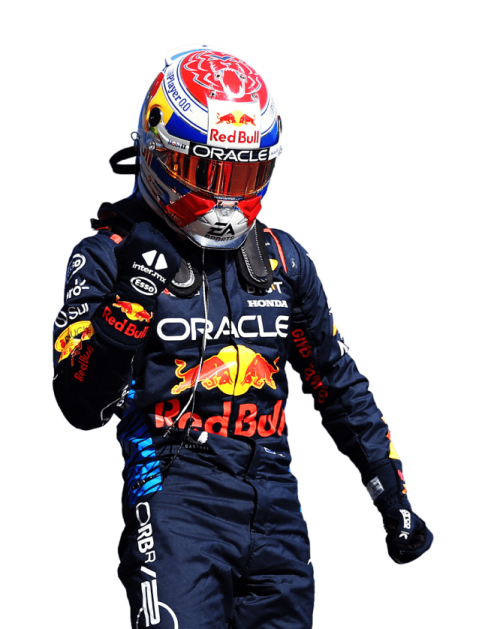 a man in a red bull suit and helmet