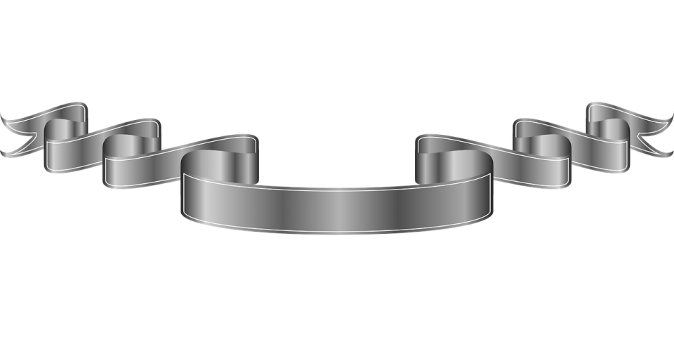 a silver ribbon on a white background