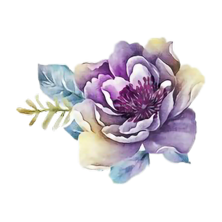 a watercolor painting of a purple flower