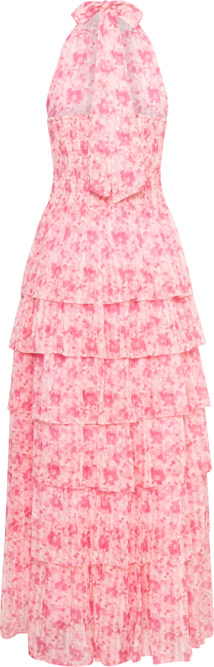 a photo of a pink and white dress