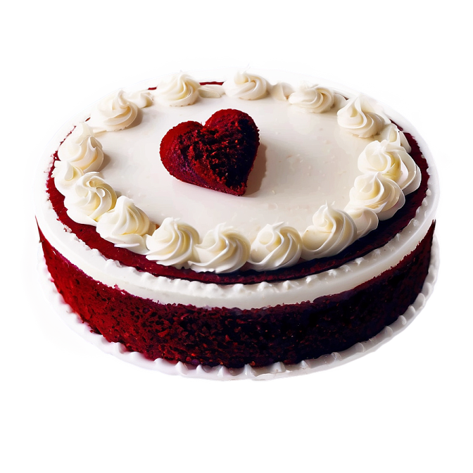 a red velvet cake with white frosting