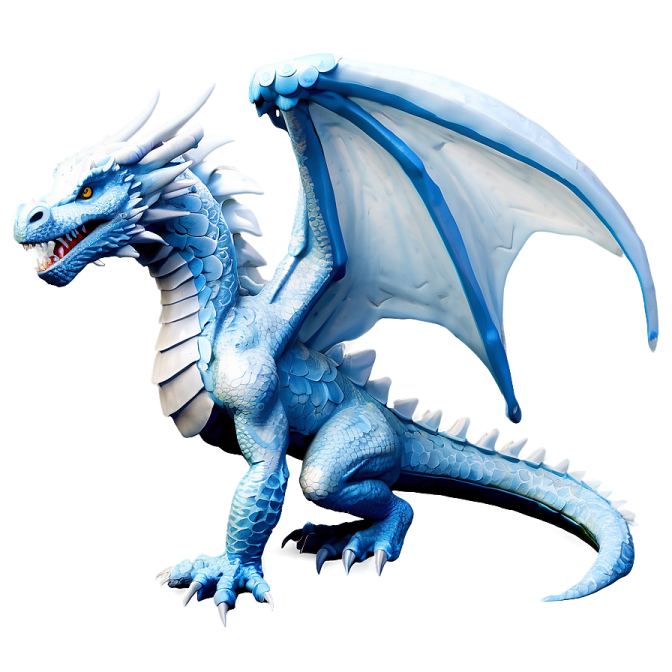 a white dragon with blue wings