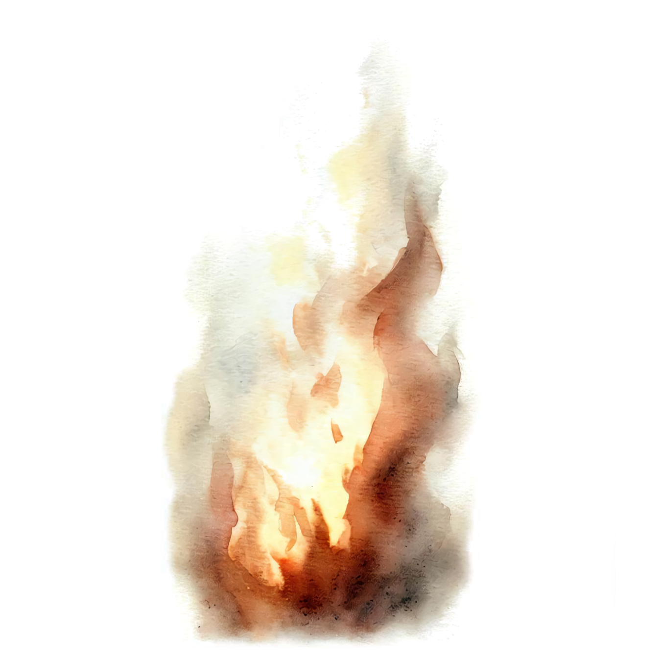 a watercolor painting of a fire