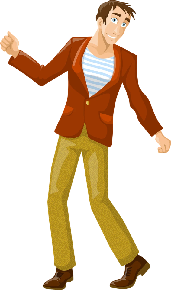 a man in a suit and striped shirt dancing