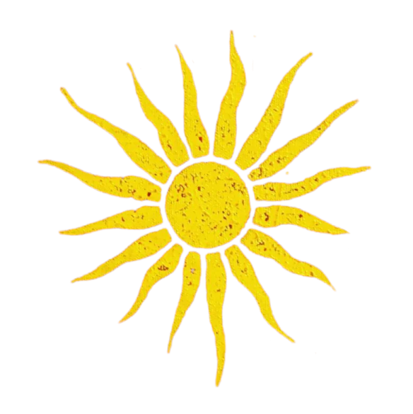 a yellow sun on a white background