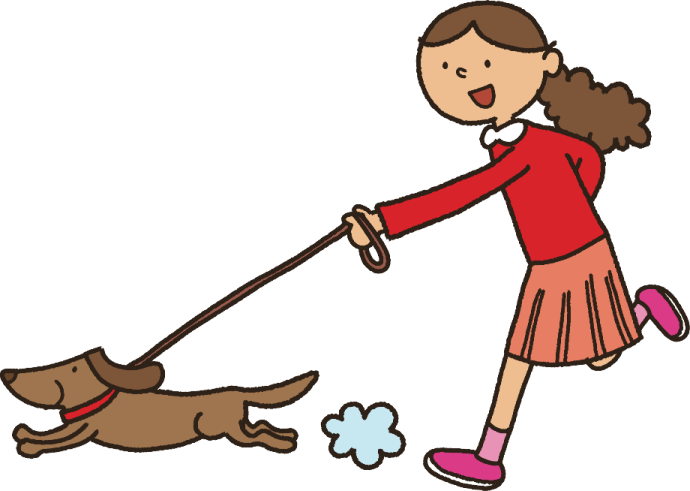 a girl walking her dog