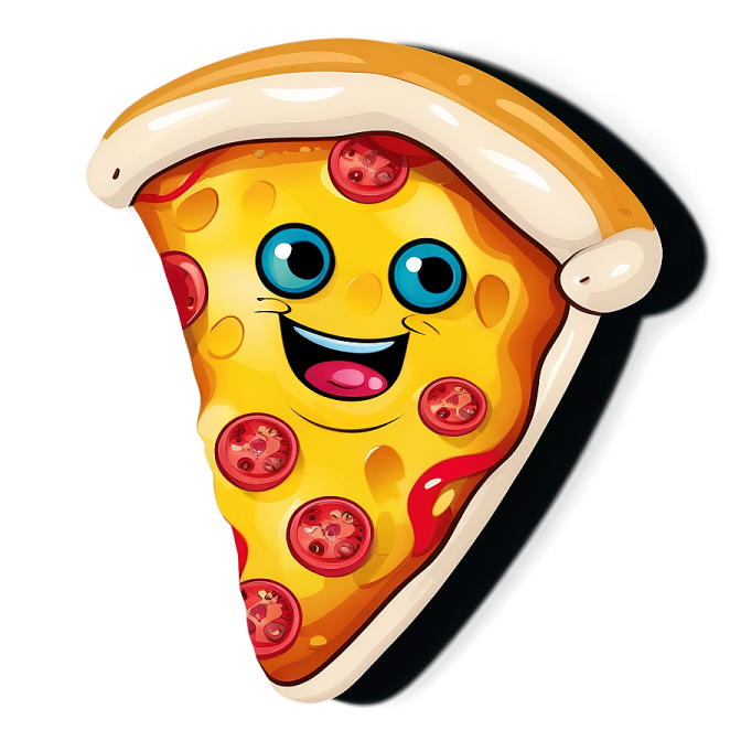 a slice of pizza with a smiley face