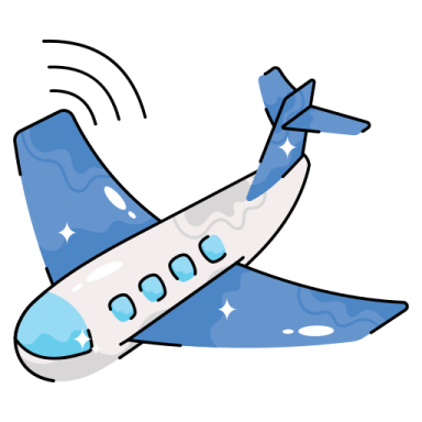an airplane with blue and white paint on it