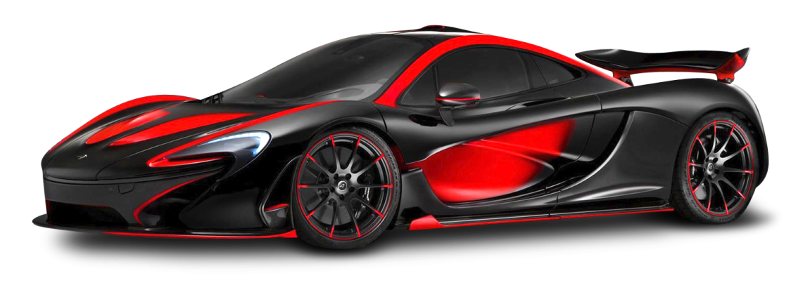 a black and red car on a white background