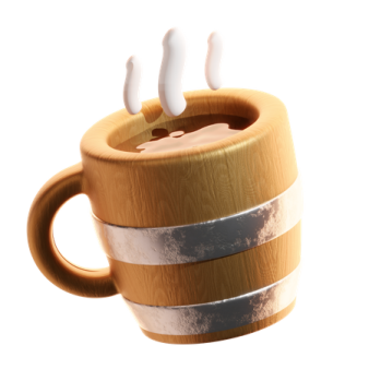 a wooden mug with two white stripes on it