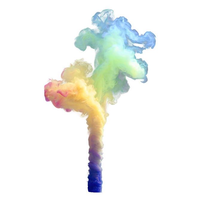 colored smoke on white background