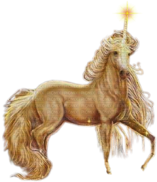 a golden unicorn with a star on its head
